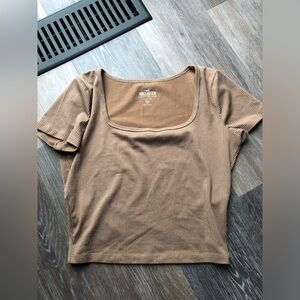 Hollister Light Brown Baby Tee Cropped